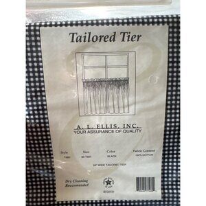 Ellis Tailored Tier Curtain 68" Wide Black White Gingham Style T680 36 Tier